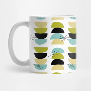 Mid Century Half Circles Aqua Yellow Green Pattern Mug